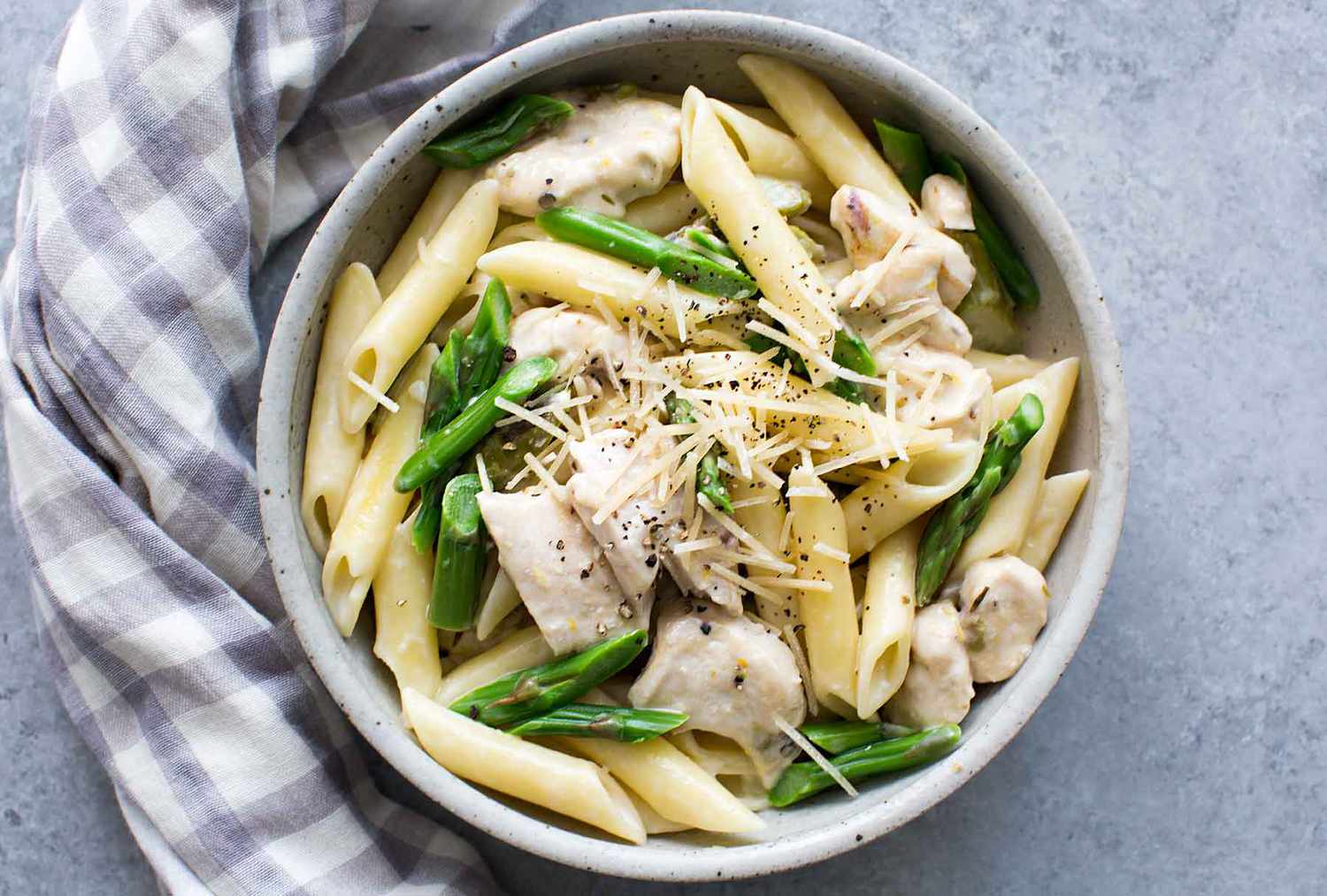 creamy asparagus with pasta and cheese