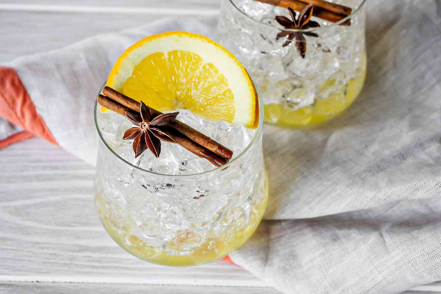Spiced bitter orange mocktail with cinnamon and star anise