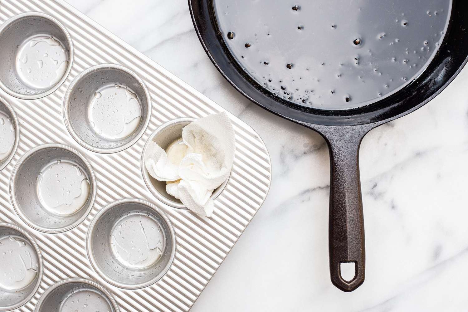 Muffin Tin Coated with Rendered Bacon Fat for Bacon Egg Bites Recipe