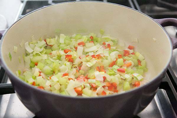 sautéing vegetables for summer minestrone 