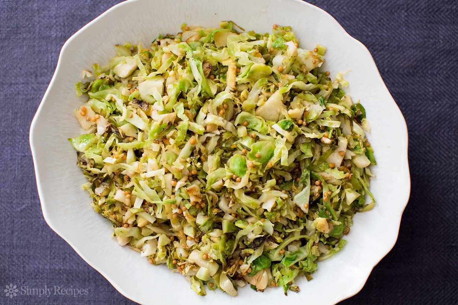 A bowl of shaved brussels sprouts