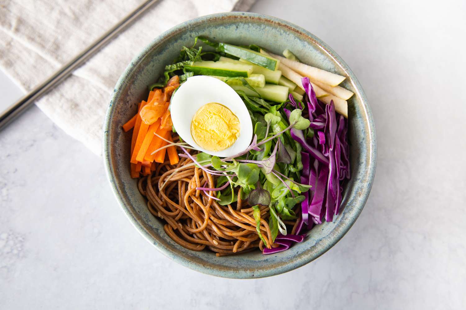 Bibim Guksu (Korean Spicy Cold Noodles) in Bowl 