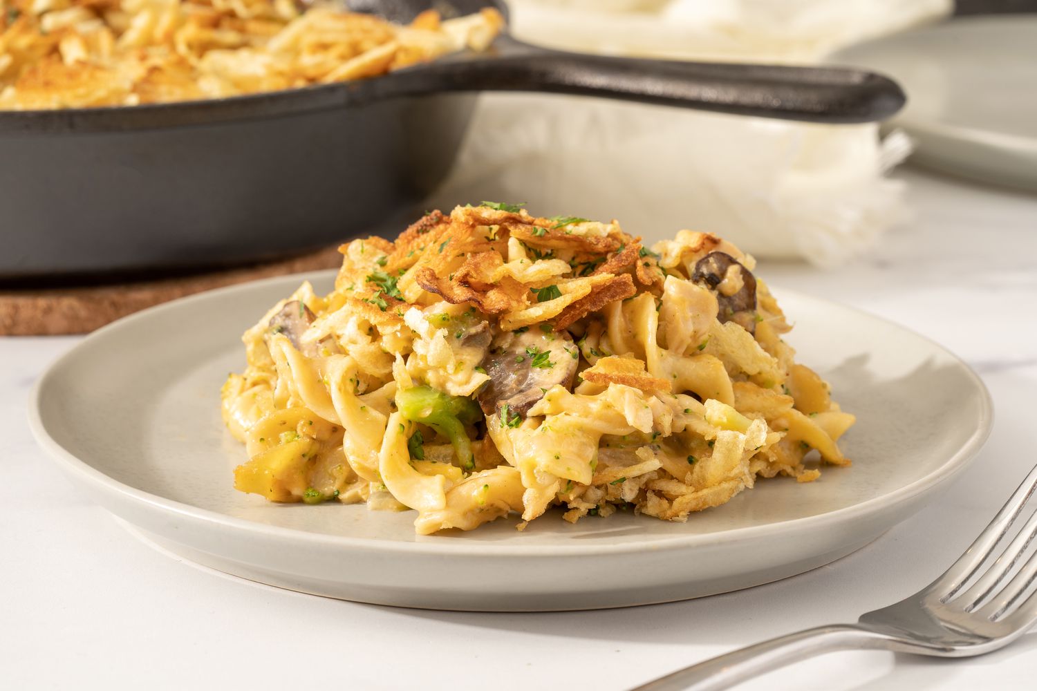 Classic Tuna Noodle Casserole on a plate