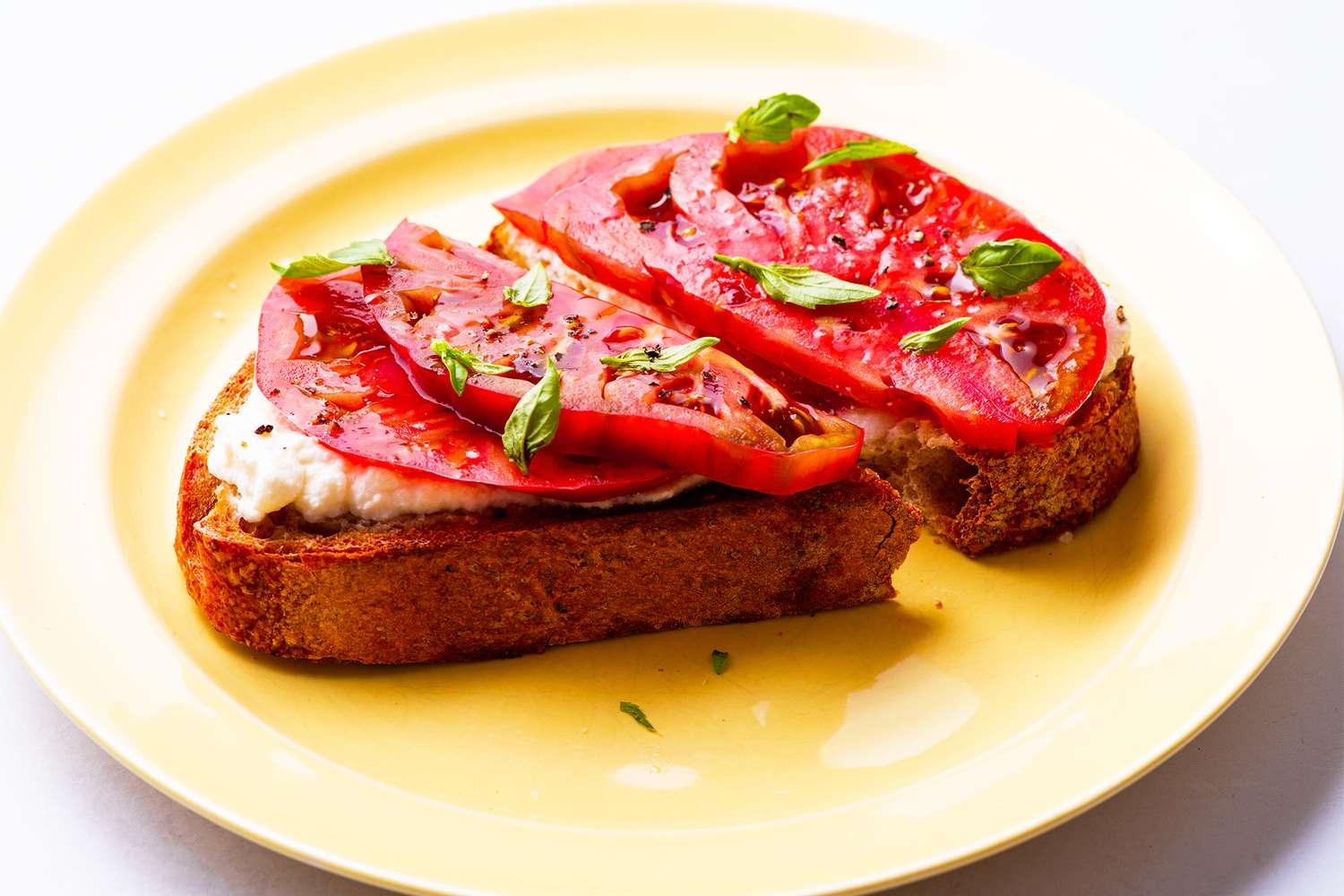 Tomato Ricotta Toast on a plate