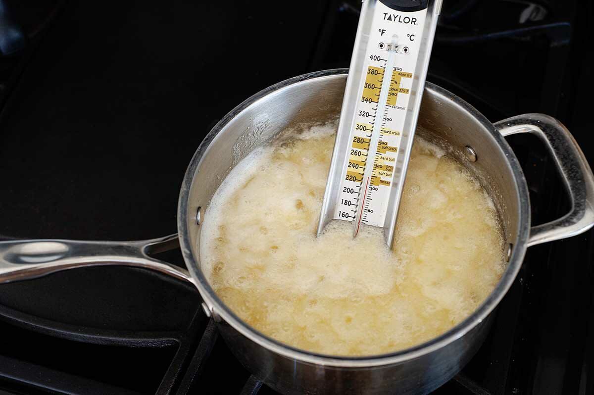 How to make fudge by boiling it in a saucepan and using a candy thermometer.