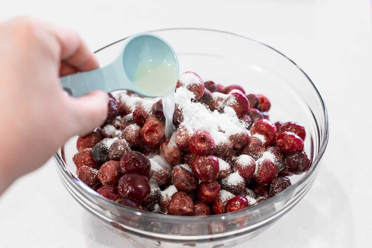 How to Make Cherry Cobbler combine the ingredients