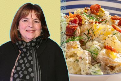 Ina Garten next to a bowl of potato salad