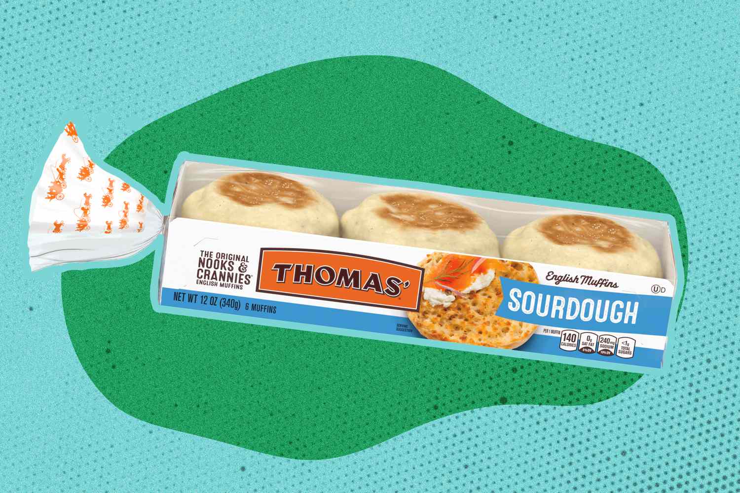A package of Thomas' sourdough English muffins
