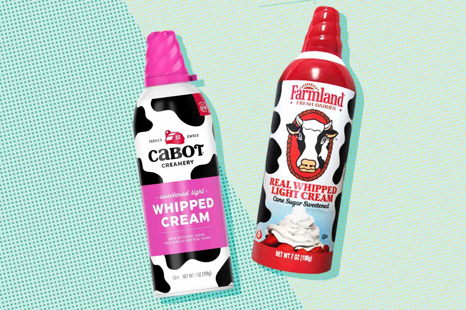 Cabot and Farmland whipped creams in a can