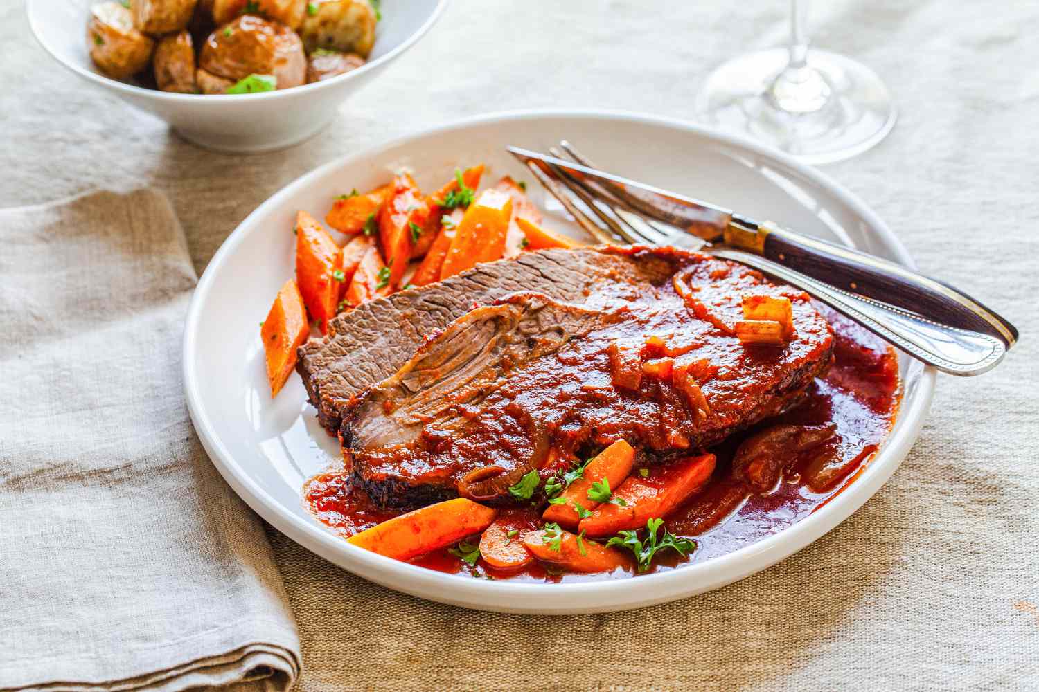 Jewish Brisket on a Plate with Carrots