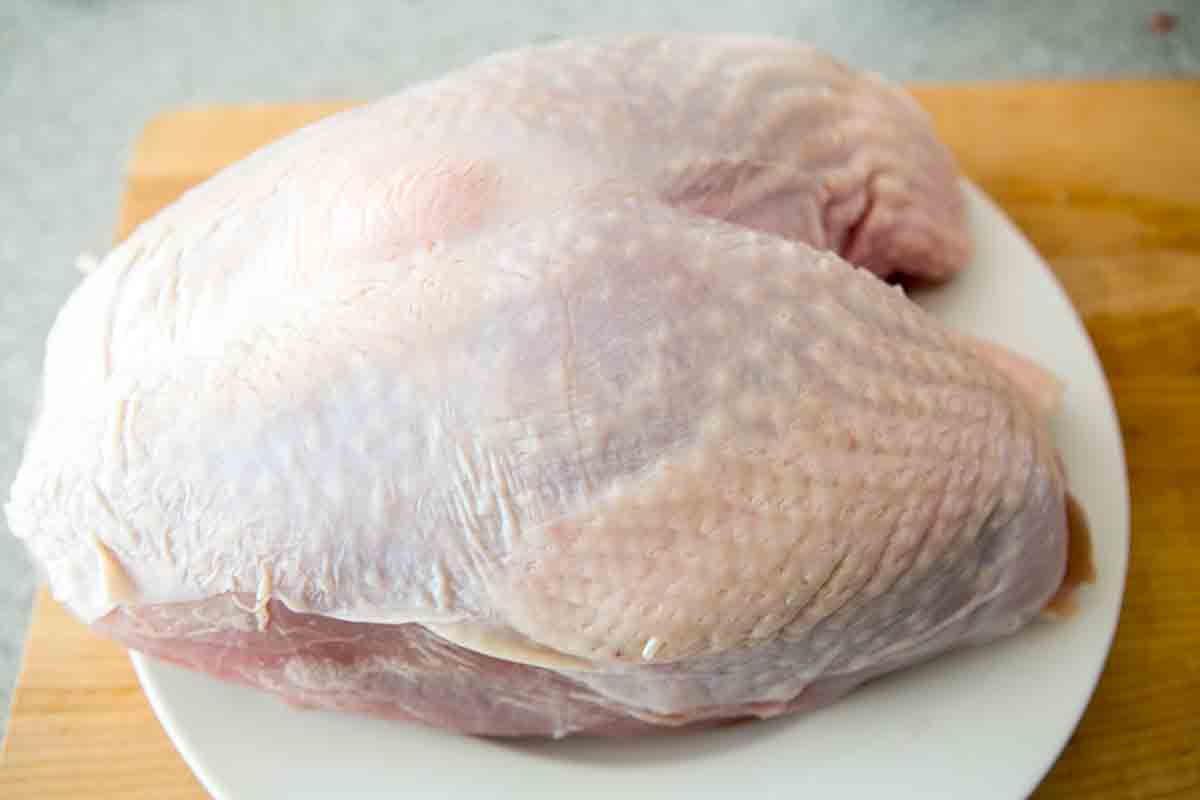 raw turkey breast before roasting