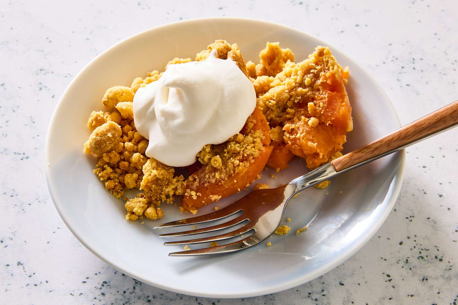one serving of 4-Ingredient Sweet Potato Dump Cake on a dessert plate