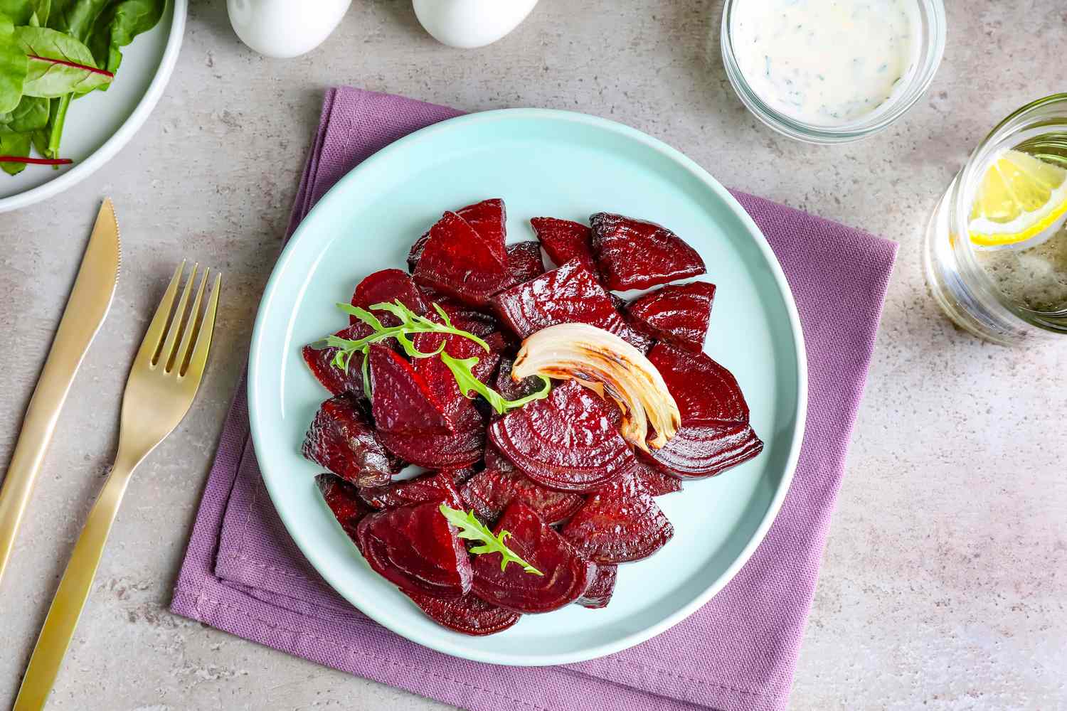 plate of sliced roasted beets