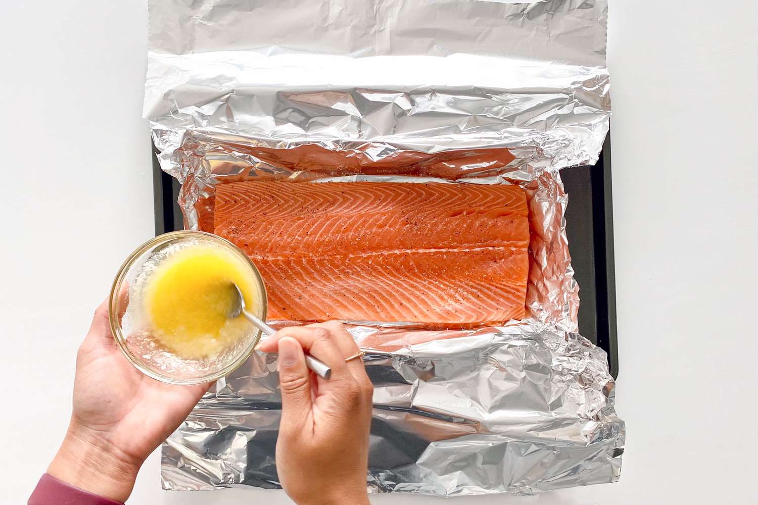 Salmon on aluminum foil
