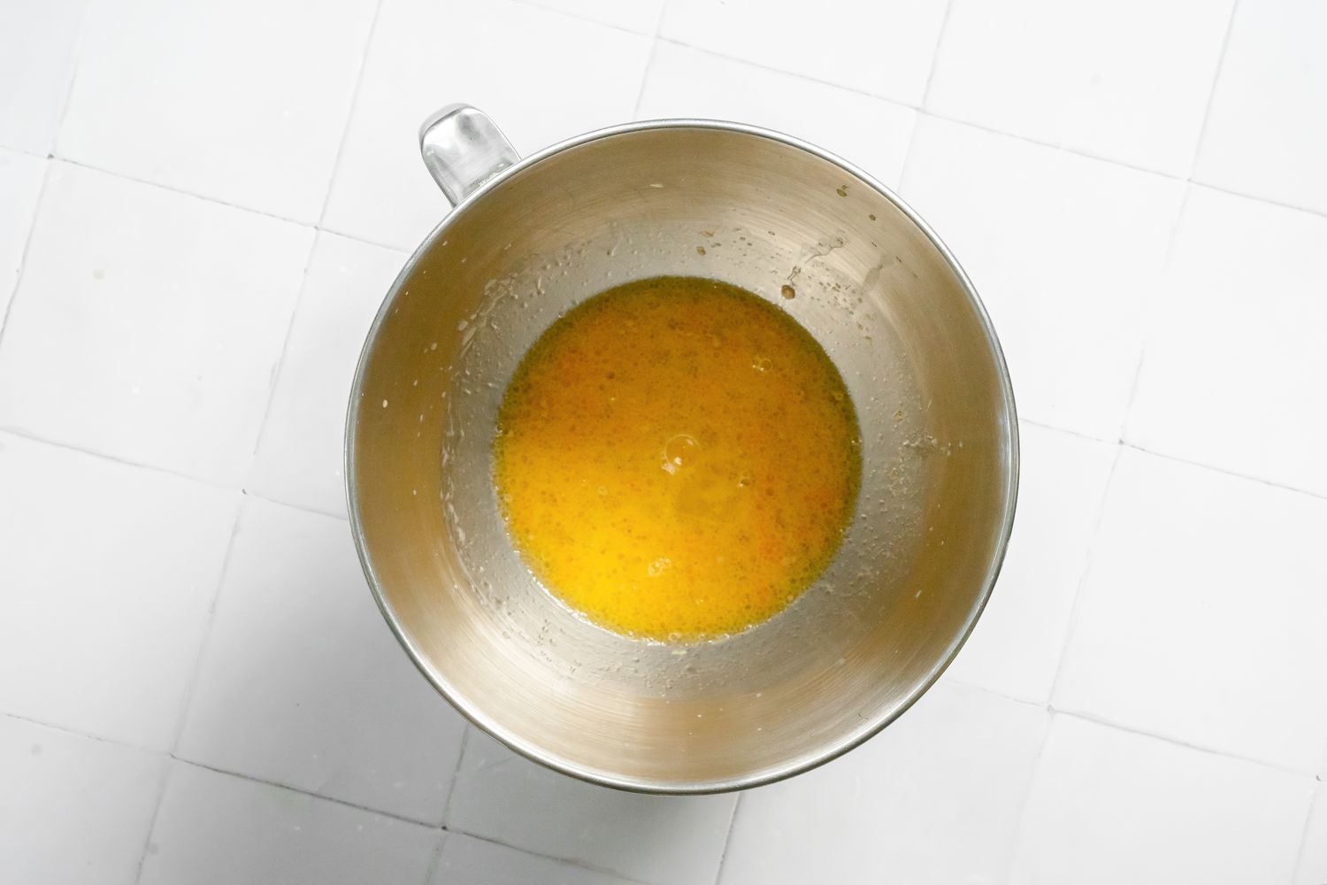 Liquid Ingredients Added to Mixer Bowl for Sufganiyot Recipe