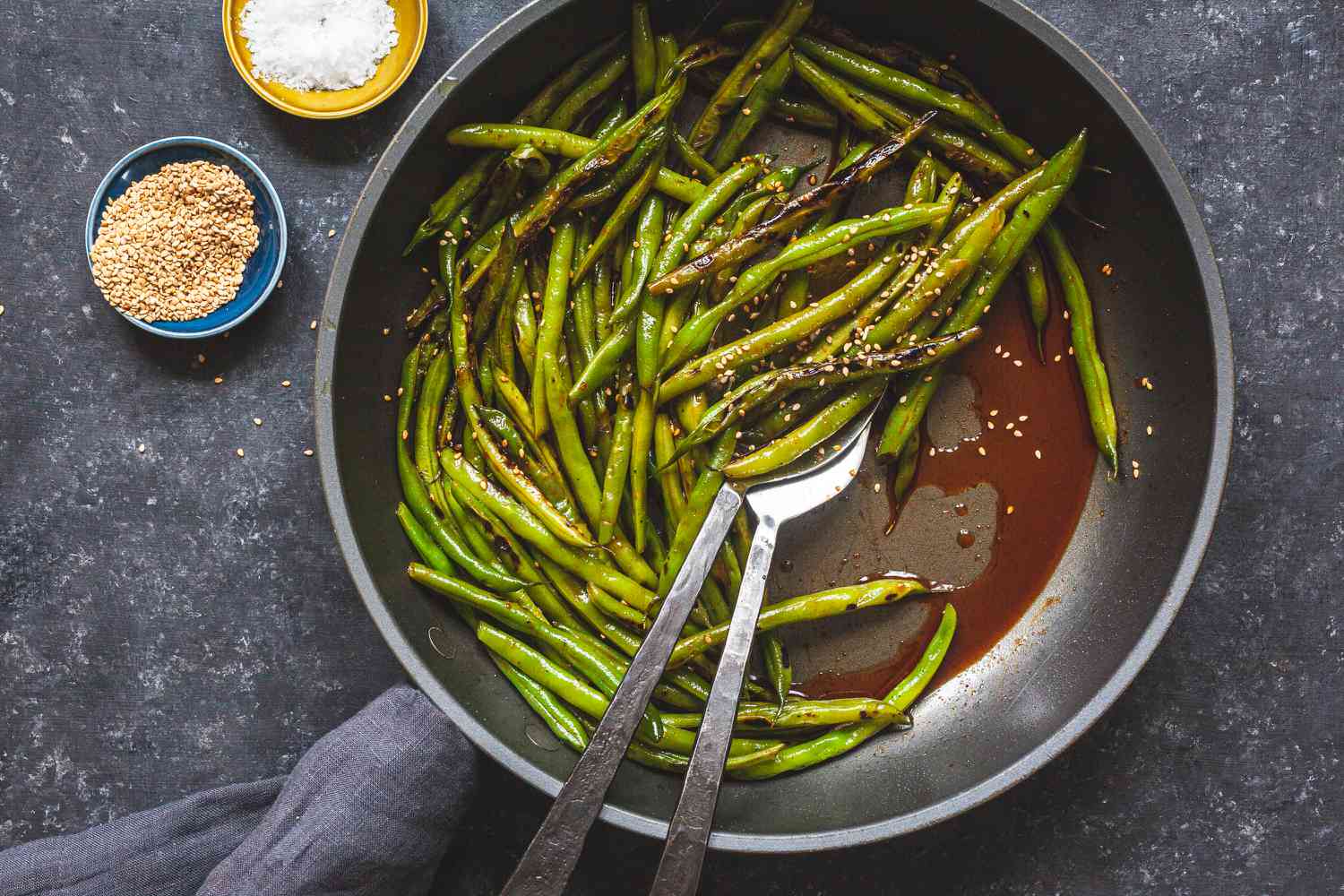Green Beans with Gochujang in a skillet.