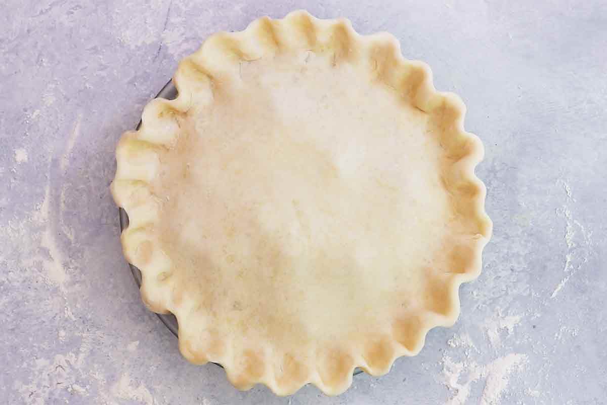 Overhead of an uncooked pie