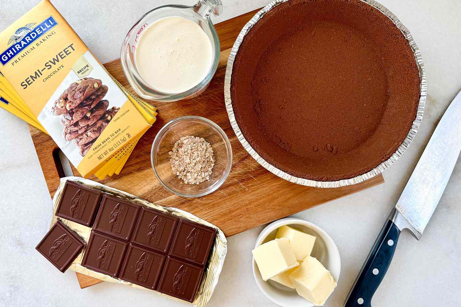 chocolate and ingredients on a cutting board