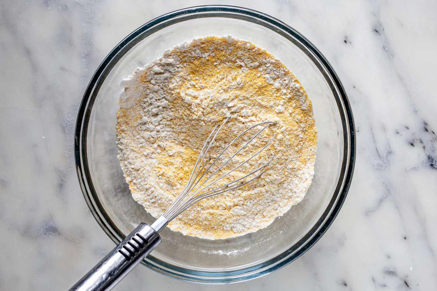 Dry Ingredients Green Chile Corn Bread in Bowl 