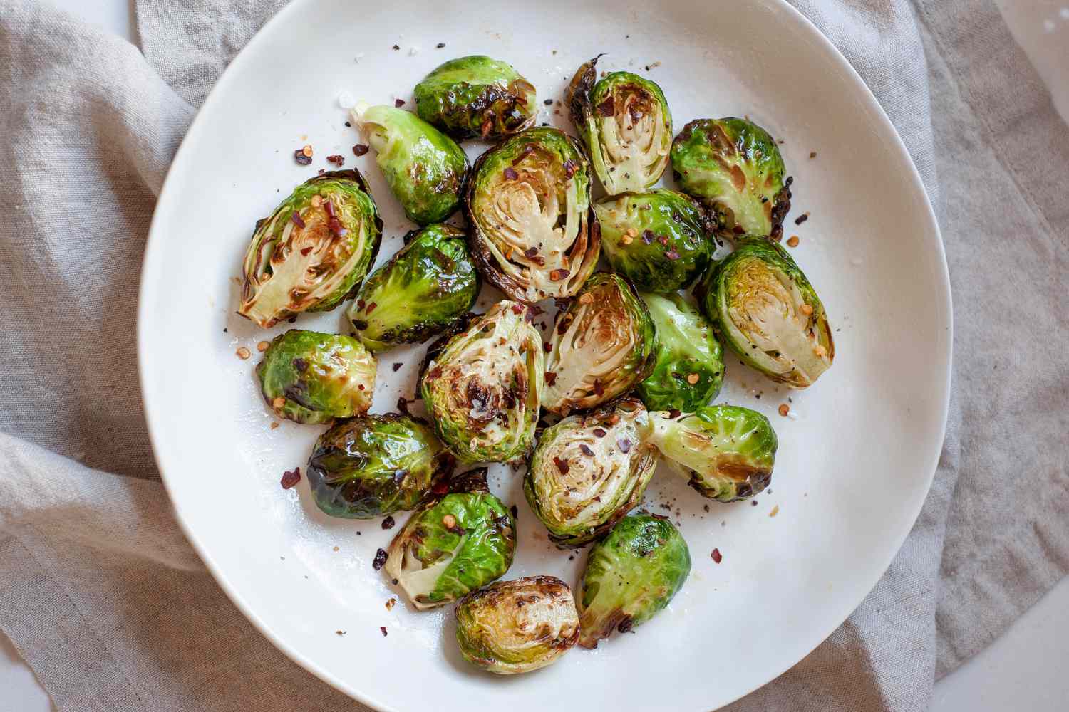 Air Fryer Brussels Sprouts on a Plate