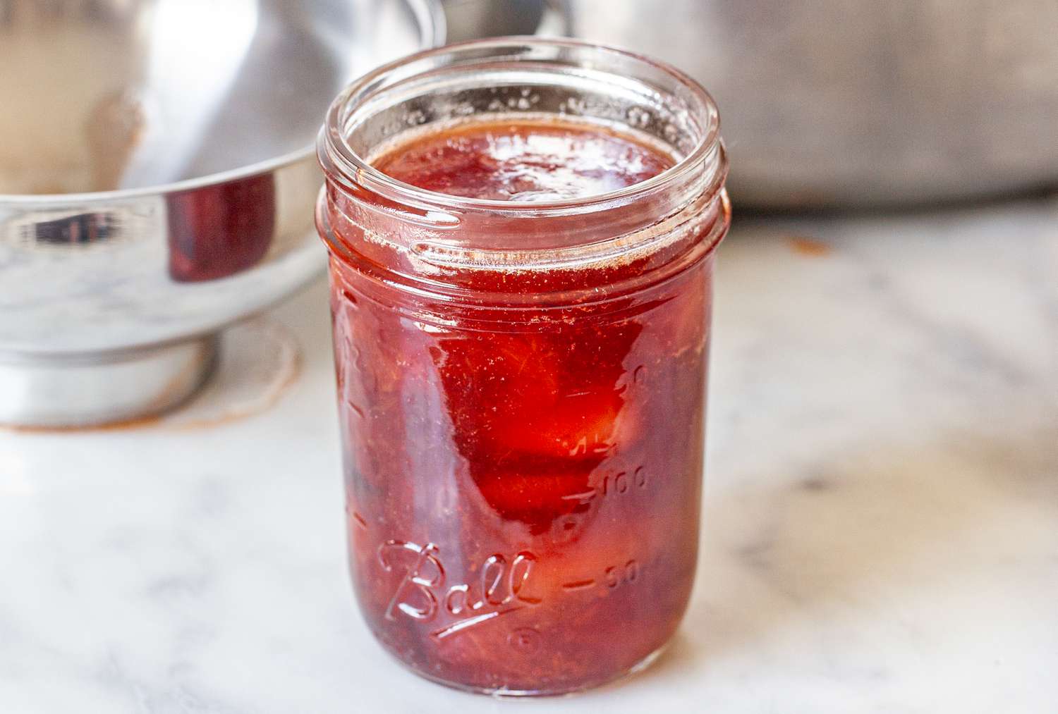 Peach, Pear, and Plum Jam in a Jar