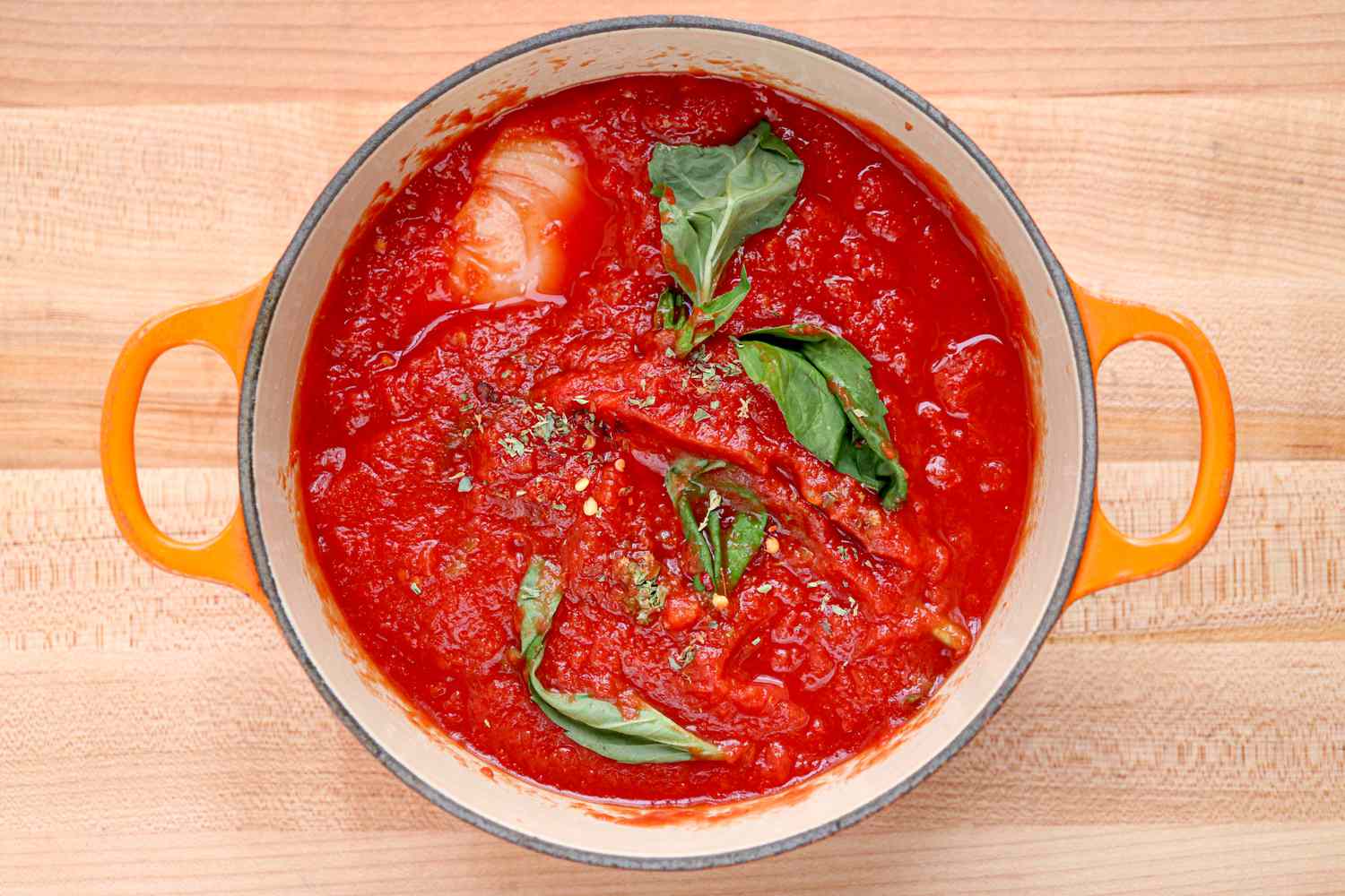 A pot of BEST Red Pizza Sauce.