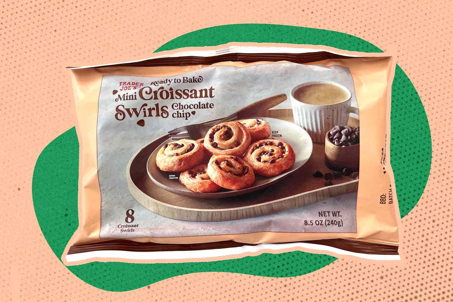 A bag of Trader Joe's mini chocolate chip croissant swirls