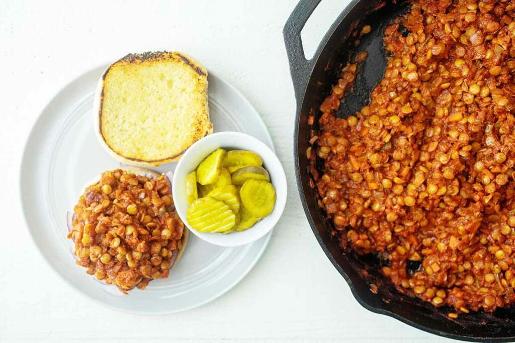 Cooking lentils for vegan sloppy joes
