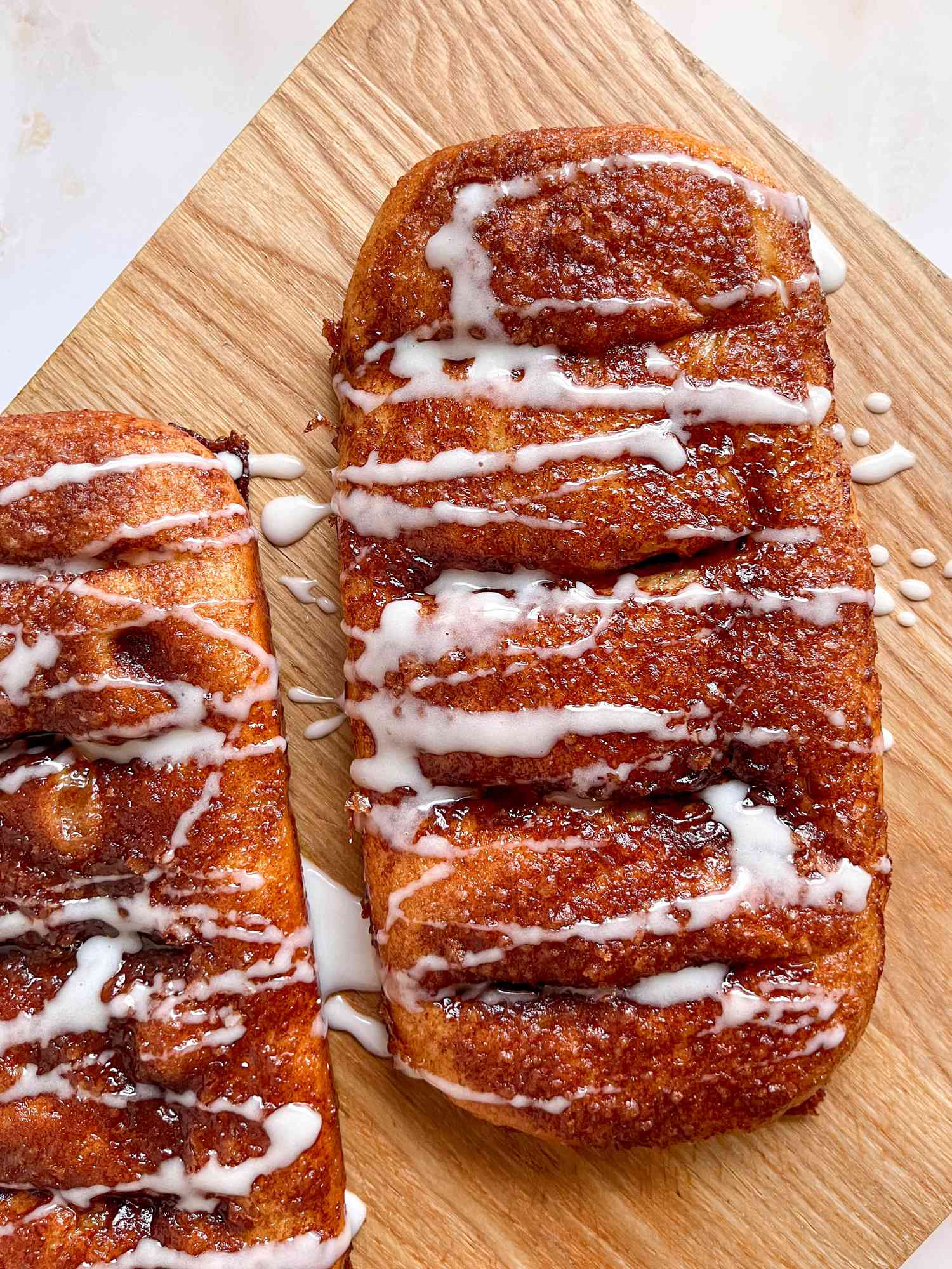 Dollywood Cinnamon Bread topped with glaze 