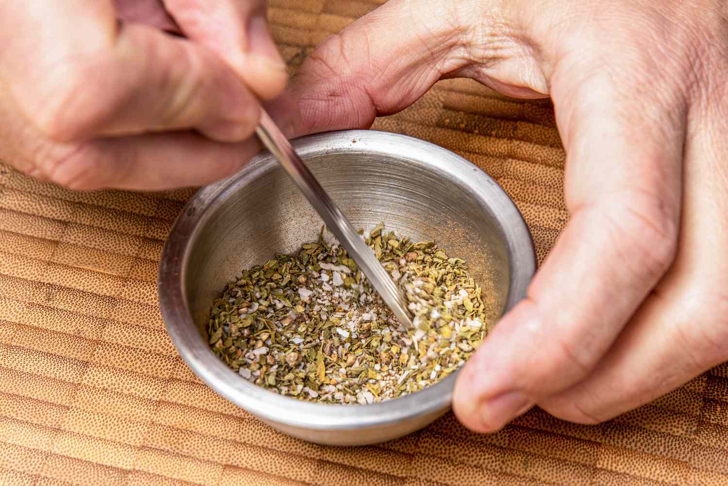 Small Bowl of Grilled Greek Meatball Seasoning Mixed Together