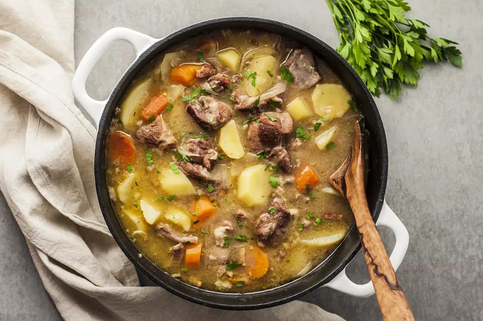 Irish-style lamb stew with vegetables.