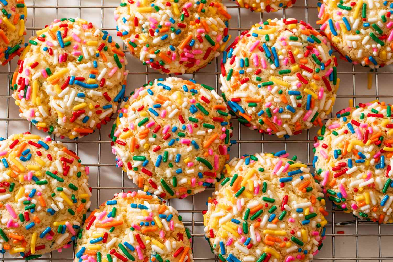 Cake Mix Cookies (3 Ingredients) on a cooling rack