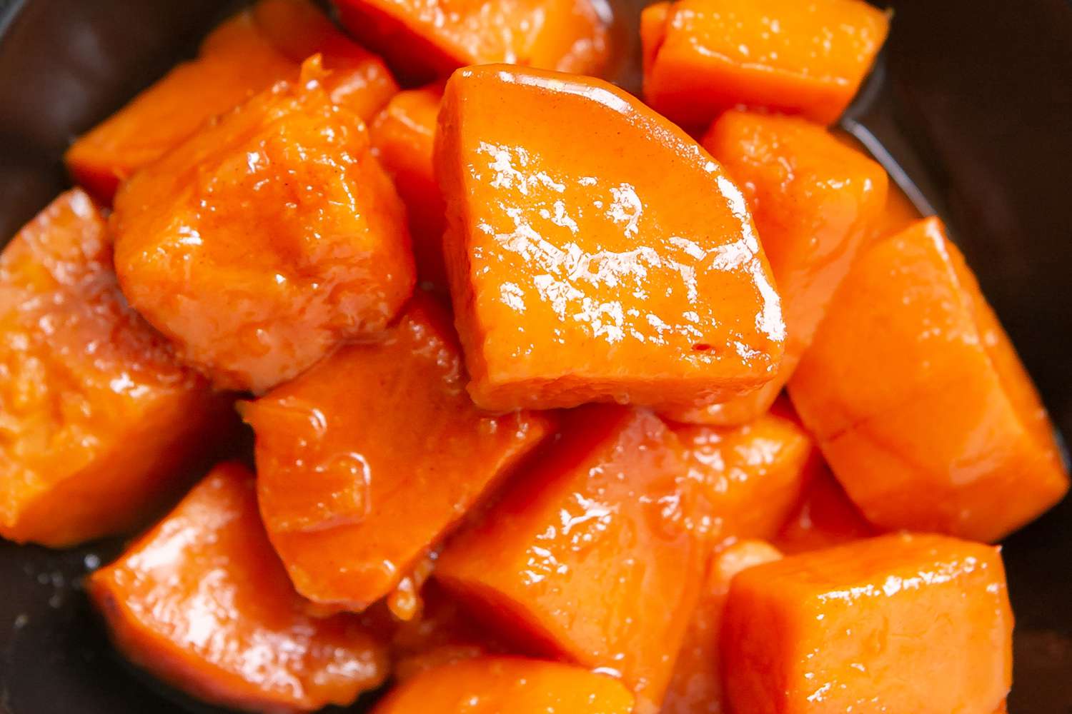 Close-up photo of candies yams in a bowl