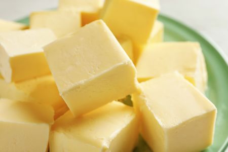 Cubes of butter arranged on a plate