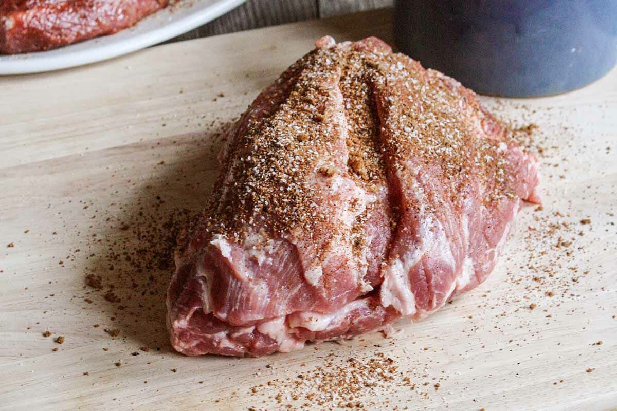 Crockpot Pulled Pork rub the pork with the spices