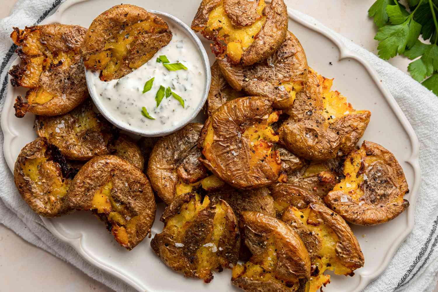 Crispy smashed potatoes