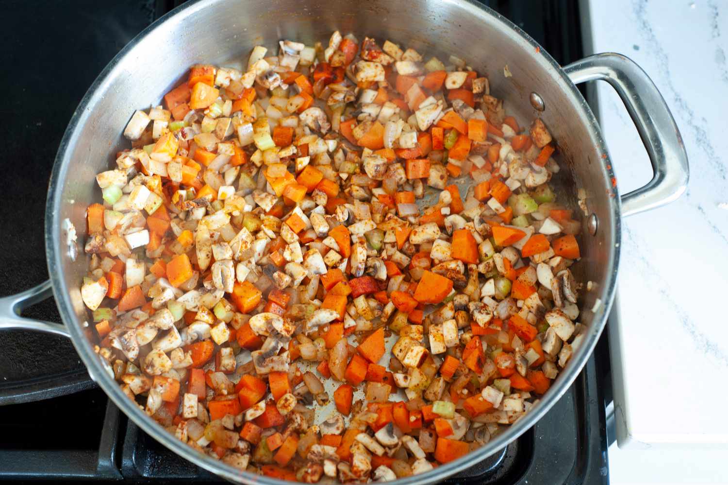 Cooking filling for vegetarian Stuffed Peppers