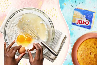 Bowl of cake batter and Jell-o pudding