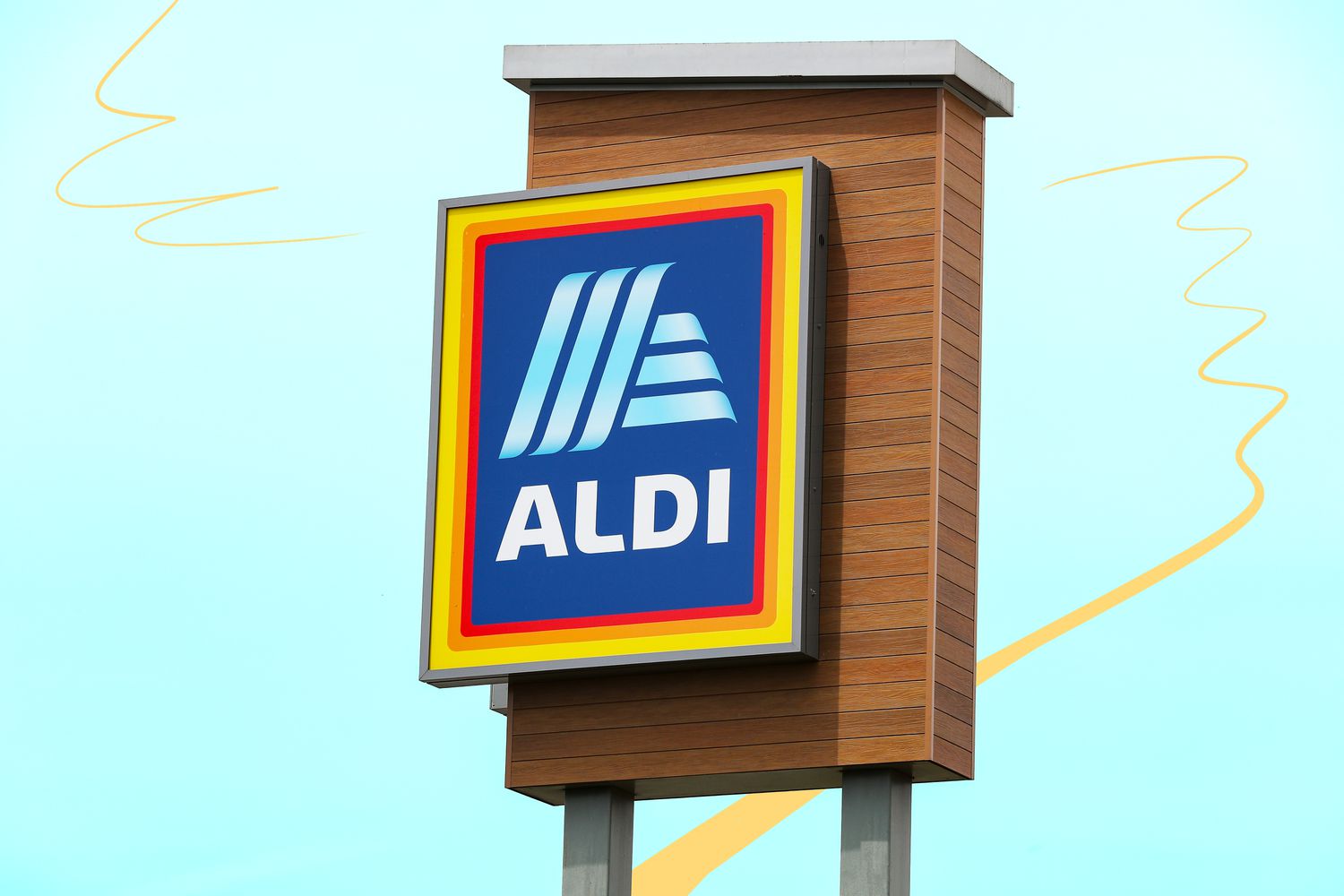 Aldi store sign displayed on a post