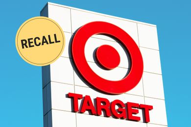 A target store sign and a illustrated circle with the text "recall"