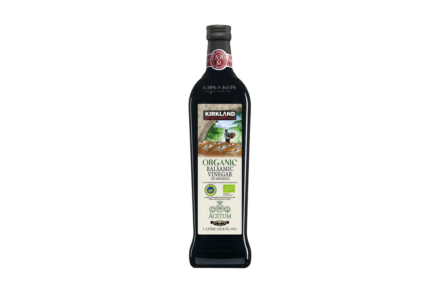 A bottle of Kirkland Signature organic balsamic vinegar of Modena