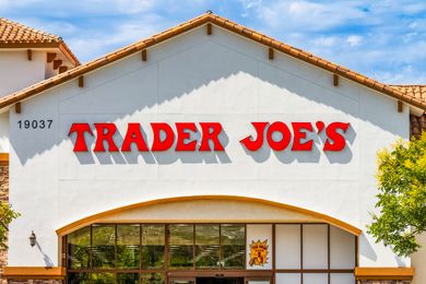 Trader Joes storefront logo prominently displayed