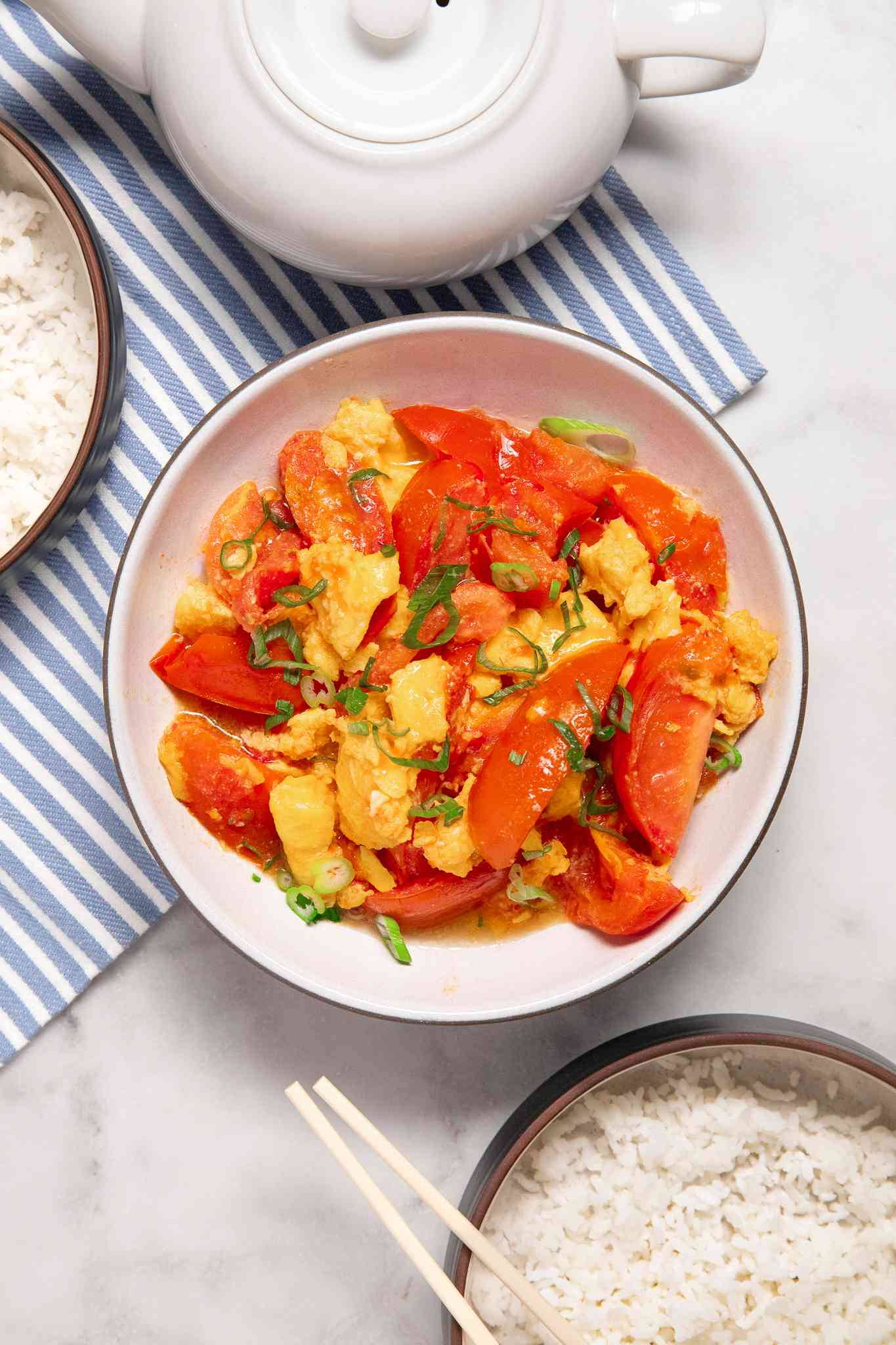 a plate of Chinese tomato egg