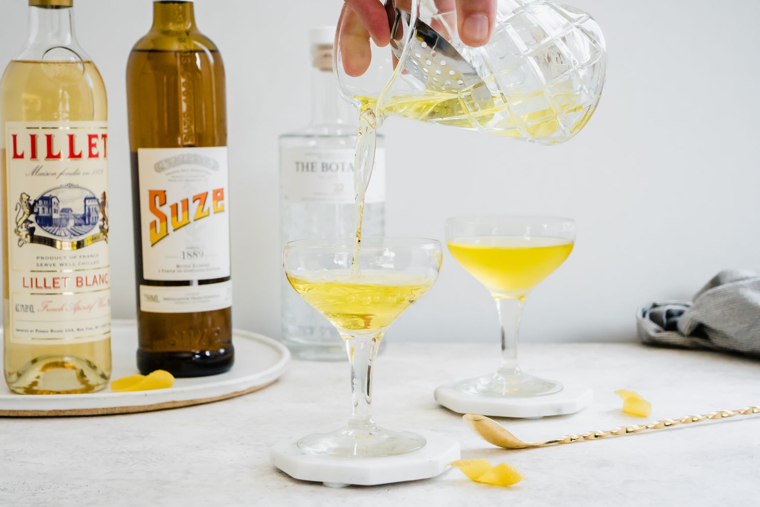 White Negroni Strained and Poured into a Glass