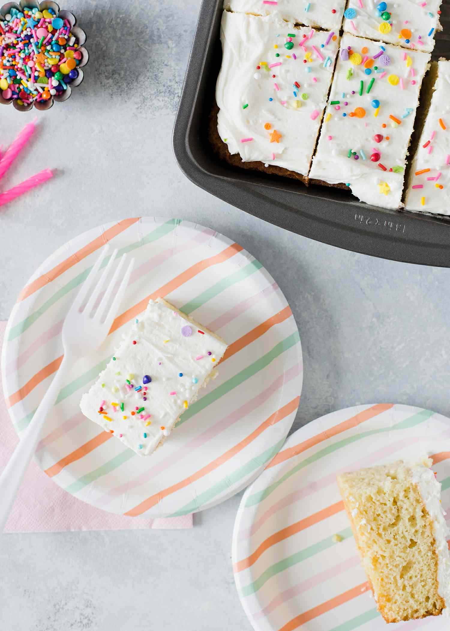 moist Vanilla Sheet Cake Recipe with vanilla frosting