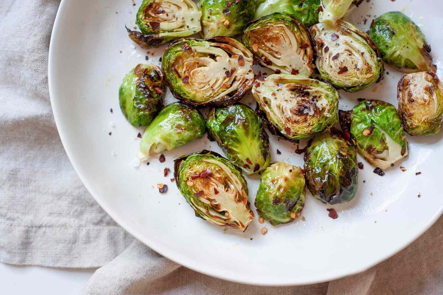 Air Fryer Brussels Sprouts on a Plate