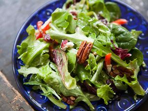 Mixed Green Salad with Pecans, Goat Cheese, Honey Mustard Vinaigrette