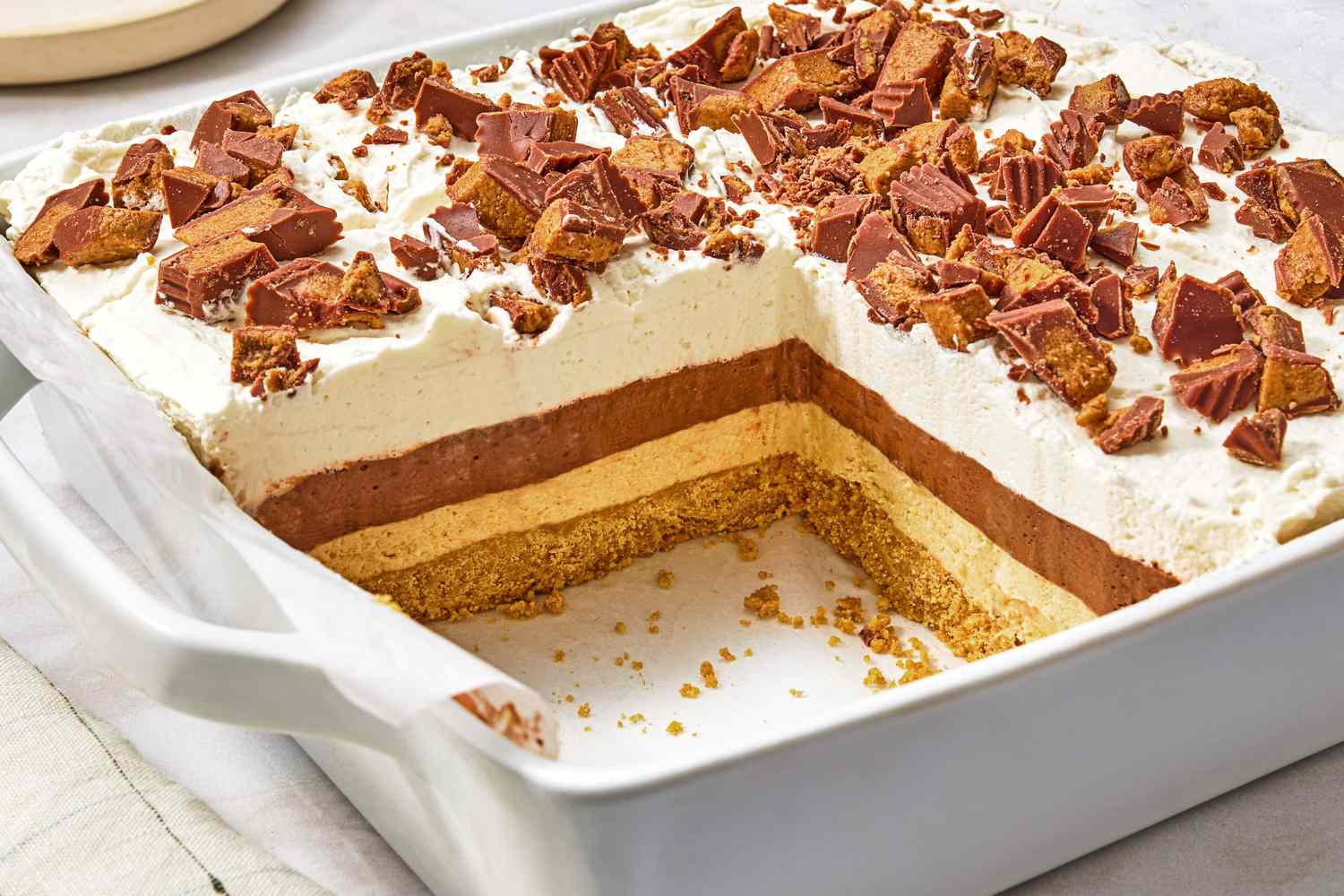 baking dish of Chocolate-Peanut Butter Delight