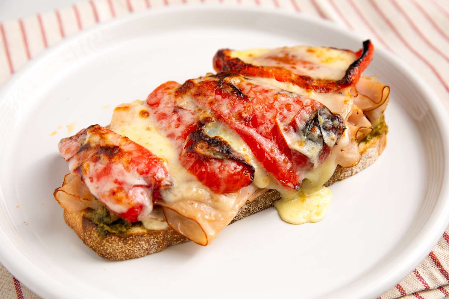 Open-Face Turkey Pesto Sandwich on a plate