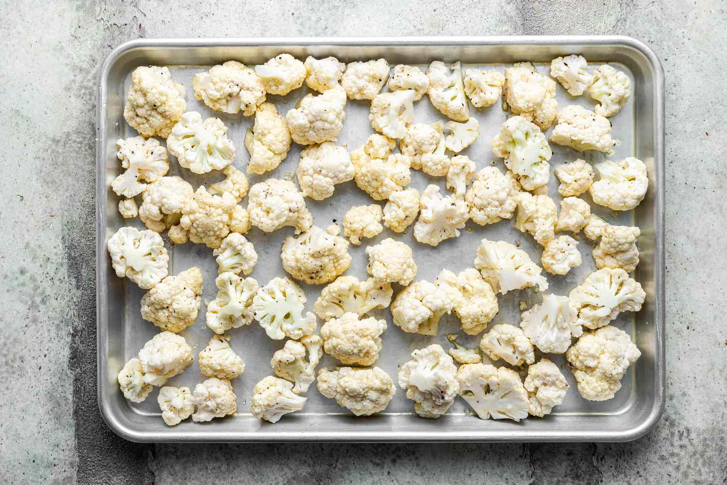 Tray of Cauliflower for Roasted Cauliflower in Oven 